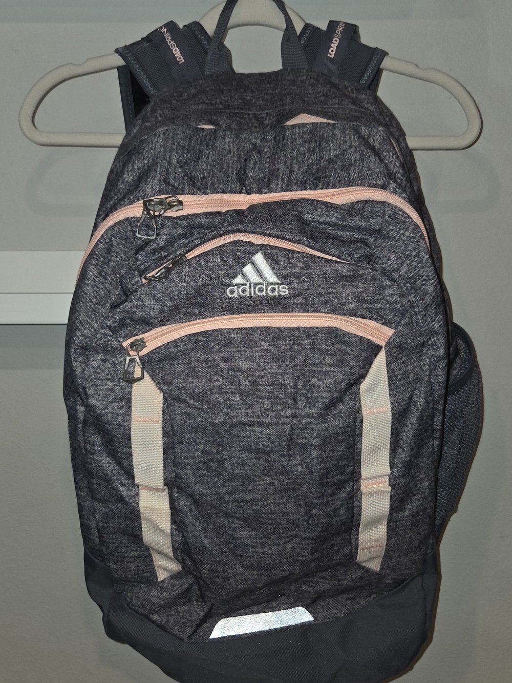 adidas Heather Charcoal Backpack with Light Pink Trim